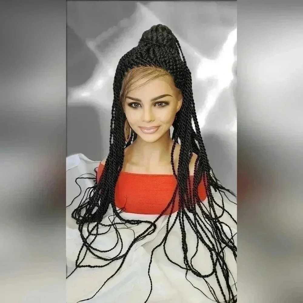 Braided lace wigs, 100% handmade NWOT, long braids, updo half ponytail # 1 - Picture 5 of 11